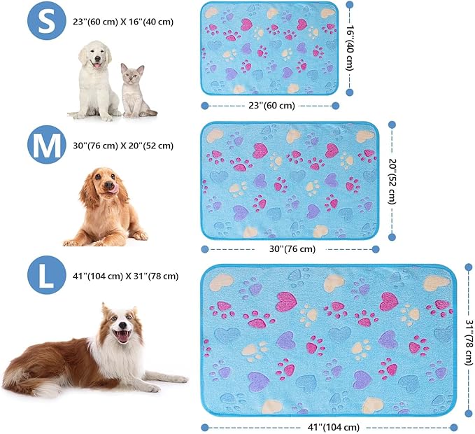 LeapSheep Pet Blankets for Dogs Cats - 3Pack Heart Pattern Super Soft Fluffy Dog Blankets for Small Medium Large Doggy Kitten(Heart, Medium)