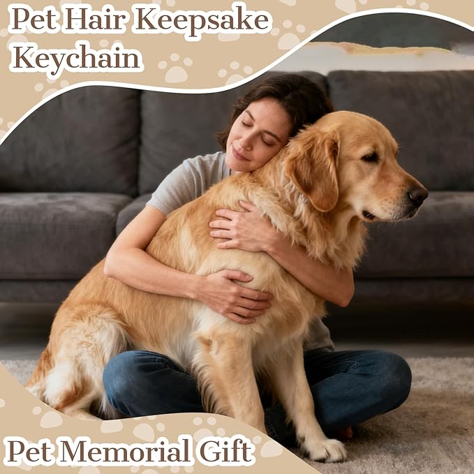 Eunigem Personalized Pet Memorial Gifts for Dogs Cats-Custom Dog Hair Keychain Paw Keychains for Dog Fur-Shaped Leather Keychain,Remembrance Accessory Pet Hair Keepsake for Bag or Key (Color-10)