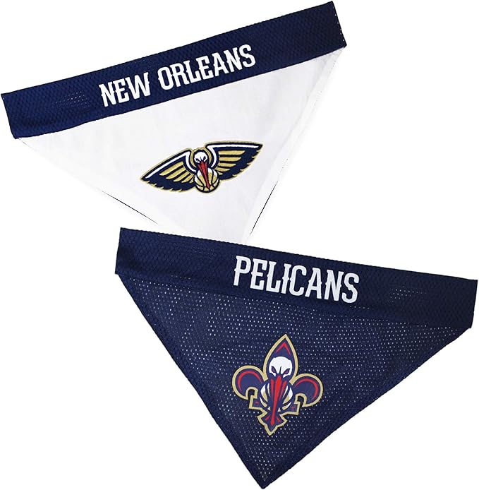 Pets First NBA Dog Bandana - New Orleans Pelicans Reversible Pet Bandana. 2 Sided Home & Away Sports Bandana with a PREMIUM Embroidery TEAM Logo, Large/X-Large