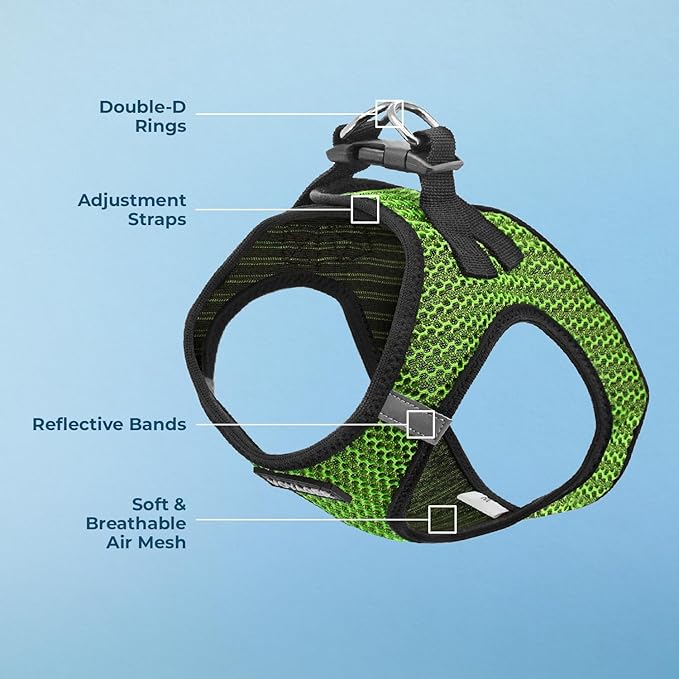 Best Pet Supplies Voyager Step-in Air Harness - All Weather Mesh, Reflective, No Pull Harness for Dogs, Cats - Secure with Hook & Loop Fastener, Buckle, Double D-Rings - Lime Green 2-Tone, M