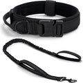 Tactical Dog Collar Set, Adjustable Military Training Nylon Dog Collar with Control Handle and Heavy Quick-Release Metal Buckle for Small Medium Large Dogs, Black S