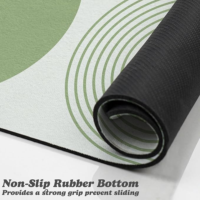 Dog Food Mats for Floors Waterproof, Cat Water Bowl Mats Pet Feeding Absorbent Mat Placemats for Food and Water Green Bohemia 16 * 24 inch