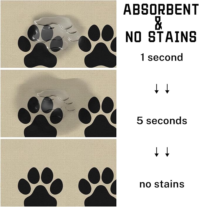 Absorbent Pet Dog Bowl Mat for Food and Water, Pet Cat Food Feeding Mat with Non Slip Rubber Backing, Dog Food Mats for Floors Waterproof, 16"x24"