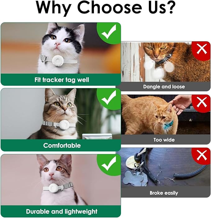 Cat Tracker, Lightweight Pet Tracker for Cats, GPS Tracker for Cats Compatible with Apple Find My App(Only iOS), Real-Time Tracking, Precise Positioning, No Monthly Fee