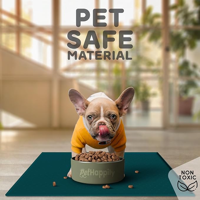 Dog Food Mat - 24x15 Raised Edges Dogs Mat for Food and Water Prevent Spill, Waterproof Cat Food Mats Protect Floors, Easy Clean Dog Bowl Mats for Food and Water, Silicone Pet Feeding Placemats