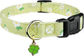Cotton Handmade Dog Collar Cute and Distinctive Patterns Green Flower with Pendant for Girl Boy Dogs Collars L