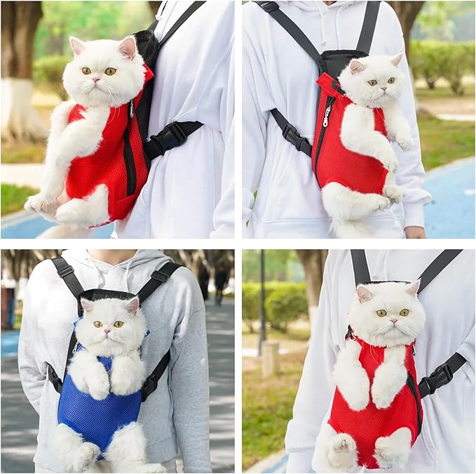 Dog Carrier Backpack, Adjustable Puppy Front Carrier Backpack, Ventilated Dog Chest Carrier for Hiking Camping Travel, Sling Bag for Small Medium Dog Cat Rabbit Puppies, Suit 3-5 lbs (Black, S)
