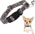 Small Dog Collar with Bell，Nylon - Adjustable XXS/XS Tiny Dog & Cat Collar for Small Breeds,Soft Leopard Collar with Quick-Release Buckle（Leopard S）