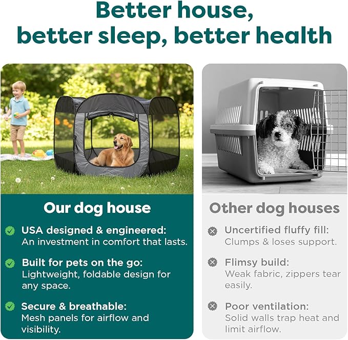 FurHaven Portable Pet Playpen for Dogs & Cats, Foldable Indoor Kitten Playpen with Mesh Sides, Pop Up Travel Dog Pen, Medium, Gray Pebbles