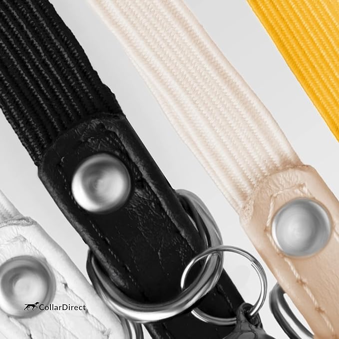 CollarDirect Leather Cat Collar with Removable Bell – Safety Kitten Collar with Elastic Strap (Yellow, 15 - 18 cm)