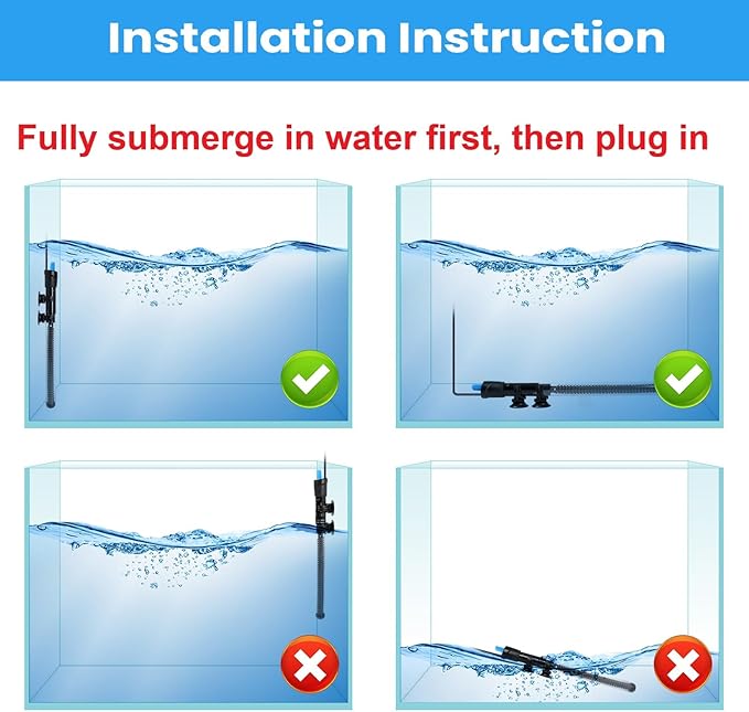 AQUANEAT Aquarium Heater, 100W Fish Tank Heater, Adjustable Submersible Water Thermostat with Thermometer