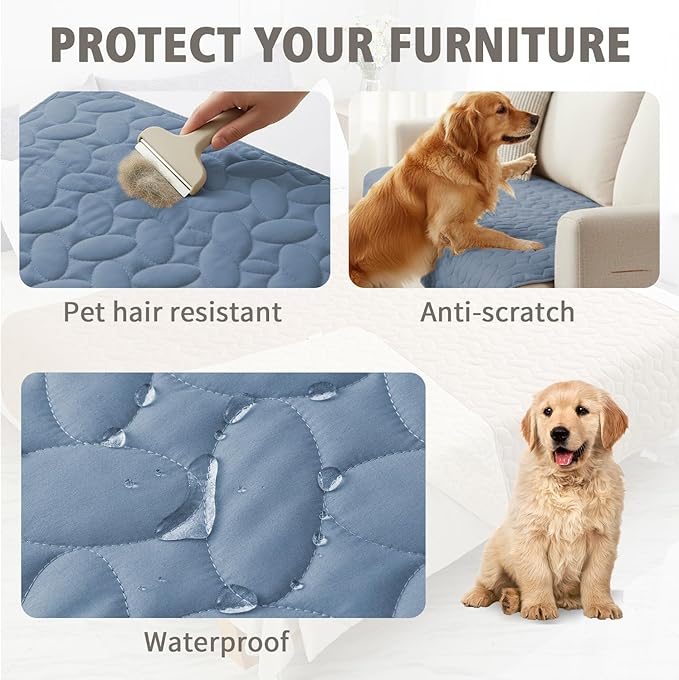 Ameritex Pet Bed Cover Dog Bed Blanket for Sofa and Furniture Waterproof New Pattern Design (68x82 Inch, Light Blue)