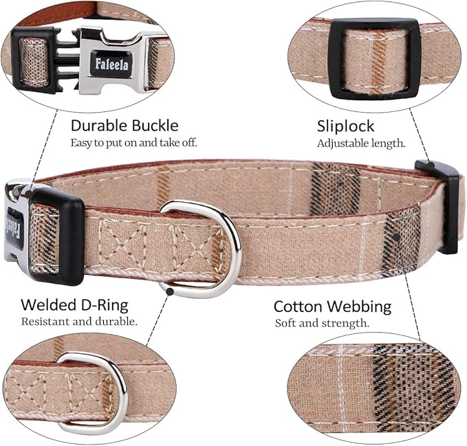 Faleela Soft &Comfy Bowtie Dog Collar,Detachable and Adjustable Bow Tie Collar,for Small Medium Large Pet (S, Brown)