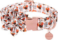 Thanksgiving Dog Collar with Flower, Turkey Cotton Flower Collar for Puppy Girl Dog or Cat, Autumn Flower Collar with Durable Metal Buckle, Thanksgiving Pet Collar, L, Neck 16-24in