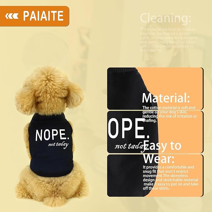 Discover Cozy Cotton Canine Wear: Soft, Lightweight, and Breathable Dog Shirt Vest with Eye-Catching Graphics(Nope not Today), Keeping Your Furry Friend Warm and Comfy! Grey L