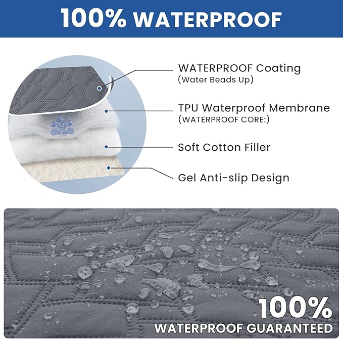 Waterproof Dog Bed Cover, Non-Slip Dog Blanket for Couch, Couch Covers for Dogs Washable, Pet Blanket for Furniture, Pet Bed Mat for Sofa, Car, Pet Supplies (52x82 Inch, Dark Grey)