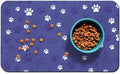 Dog Food Mat, Absorbent Water Bowl Mats Cat Pet Feeding Placemats Dark Blue 12 * 20 inch