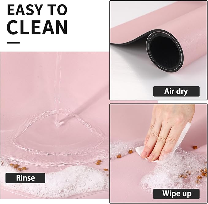 Dog Food Mat - Absorbent Cat Mat for Food and Water, No Stains Pet Feeding Bowl Mat, Easy to Clean Pet Placemats, Quick Dry Dog Water Dispenser Mat for Messy Drinkers | Pink 12"x 19"