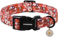 DOGWONG Red Flower Dog Collar, Cute Adjustable Floral Collar, Girl Female Dog Collar with Strong Plastic Buckle for Small Medium Large Dog.M