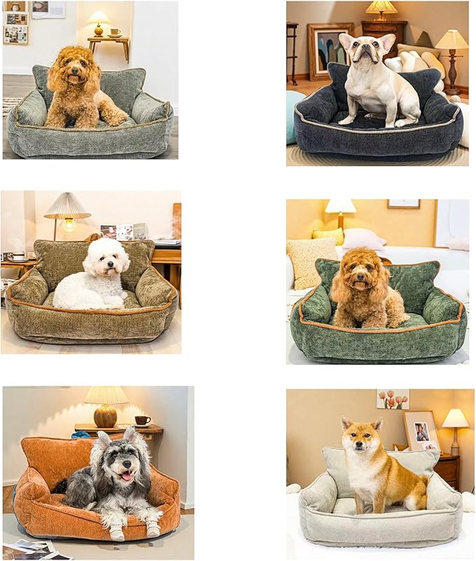 Orthopedic Dog Bed with Memory Foam, Washable Plush Pet Bed for Small, Medium & Large Dogs, Cozy Bolster Crate Dog Bed for Joint Support & Comfort.(Brown)