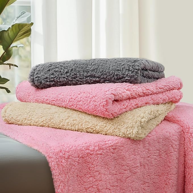 Luciphia Waterproof Pet Blanket for Medium Large Dogs Soft Cat Sherpa Calming Thick Cover Leakproof Cozy Puppy Sofa Bed Car Couch Protector(Pink,80x63 inches)