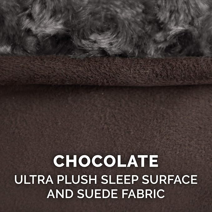 Furhaven Replacement Dog Bed Cover Ultra Plush Faux Fur & Suede Contour Luxe Lounger, Machine Washable - Chocolate, Giant (XXX-Large)