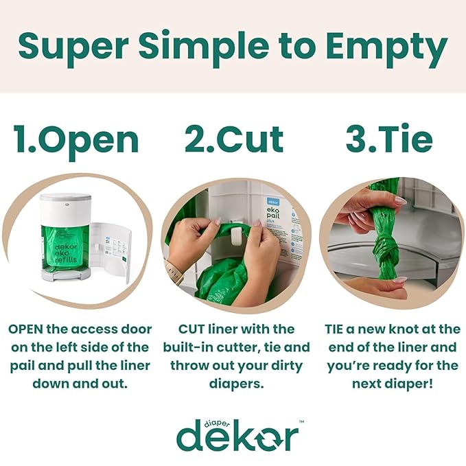 Diaper Dekor EKO Plus Diaper Pail, White | ONLY Eco-Friendly Diaper Pail Made with 70% Recycled Materials | Hands-Free: Step–Drop–Done | Cost-Effective Refill System |Great Cloth Diaper Pail