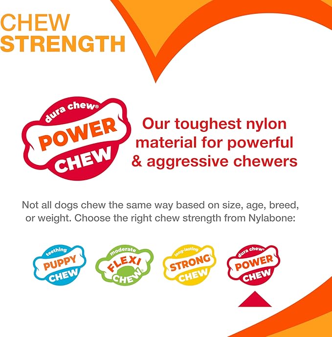 Nylabone Textured Bone Power Chew Toy for Dogs, Durable & Tough Dog Toys for Aggressive Chewers, Basted Blast Bacon and Steak Flavor, X-Large Dogs - 50+ lbs, 1 Count