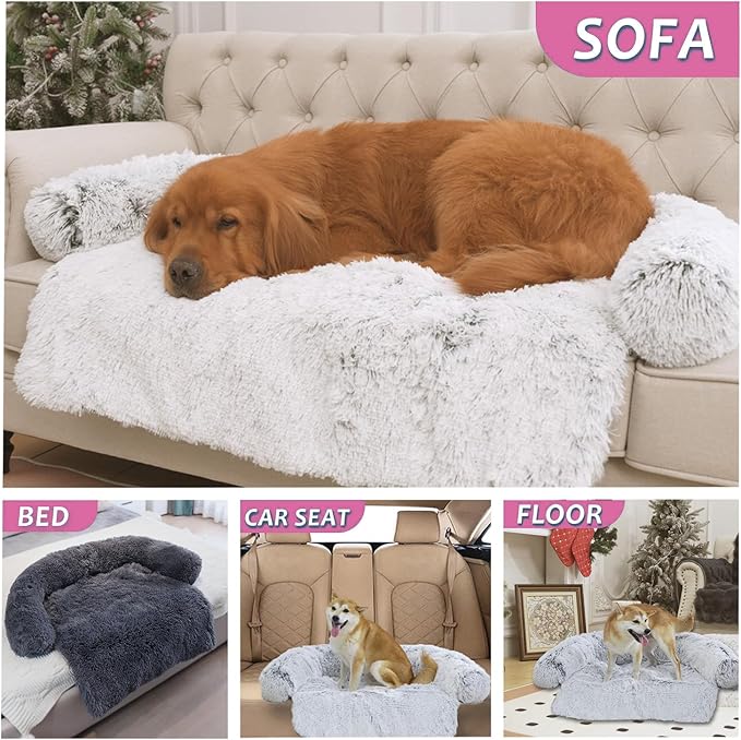 Tinaco Luxurious Calming Dogs/Cats Bed Mats, Dog Pad Washable Removable Couch Cover, Plush Long Fur Mat for Pets, Waterproof Lining, Perfect for Small, Medium and Large Dogs and Cats (Pink, 31"x23")