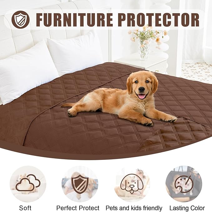 Smiry Waterproof Dog Bed Cover Blanket 40x70, Soft Reversible Pet Blanket, Washable Leakproof Cats Dogs Couch Cover for Sofa, Couch, Furniture, Brown/Brown