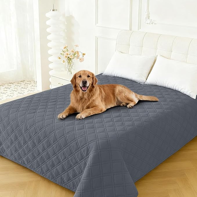 Waterproof Dog Bed Cover, Non-Slip Dog Blanket for Couch, Couch Covers for Dogs Washable, Pet Blanket for Furniture, Pet Bed Mat for Sofa, Car, Pet Supplies (82x102 Inch, Dark Grey)