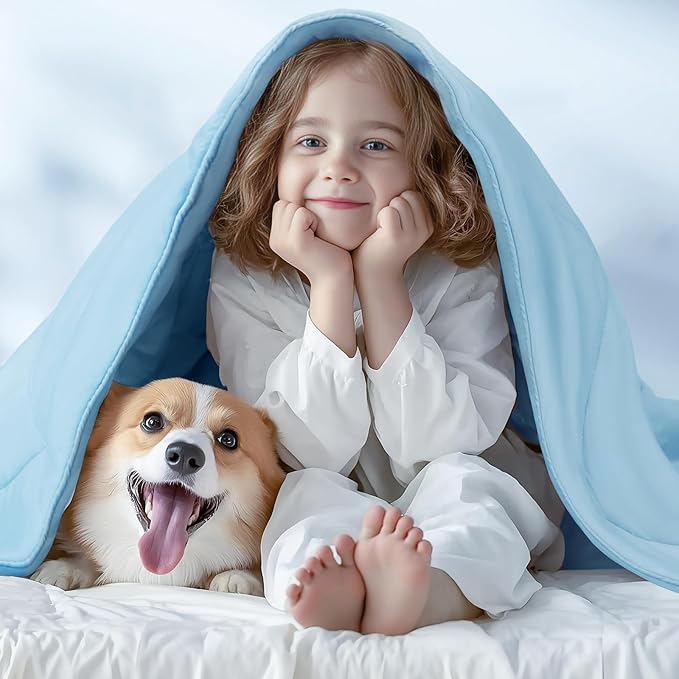 Luciphia Premium Cooling Dog Blanket for Small Medium Dogs Q-max>0.4 Washable Self-Cooling Cat Pet Mat Puppy Breathble Calming Throw for Beds Couches (Blue,29x40 inches)