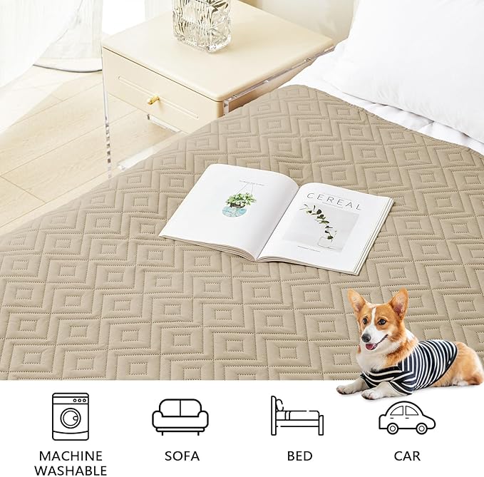 hyha Waterproof Dog Blanket, Soft Pet Bed Blankets, Waterproof Sofa Couch Cover for Dogs Washable, Reversible Pet Couch Covers for Sofa Furniture (40x50 Inch, Taupe/Beige)