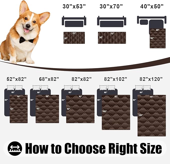 Smiry Waterproof Dog Bed Cover Blanket, Soft Reversible Pet Blanket, Washable Leakproof Cats Dogs Couch Cover for Sofa, Couch, Furniture (30x70 Inch, Chocolate/Dark Grey)