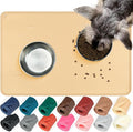 VIVAGLORY Dog Food Mat Flexmat Dog Bowl Mat, Placemat Food Tray with Raised Edges & Lip for Indoor Floor, Non Slip Waterproof Silicone Dish Placemat for Cat & Pet, S, Beige Yellow