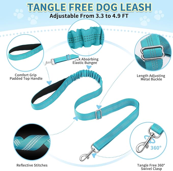 SlowTon No Pull Small Dog Harness and Leash Set, Puppy Soft Vest Harness Neck & Chest Adjustable, Reflective Lightweight Harness & Anti-Twist Pet Lead Combo for Small Medium Dogs (BL-Front Clip,XS)