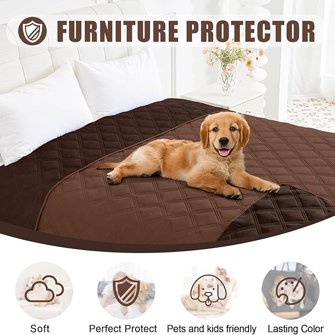 Smiry Waterproof Dog Bed Cover Blanket 40x50, Soft Reversible Pet Blanket, Washable Leakproof Cats Dogs Couch Cover for Sofa, Couch, Furniture, Brown/Chocolate