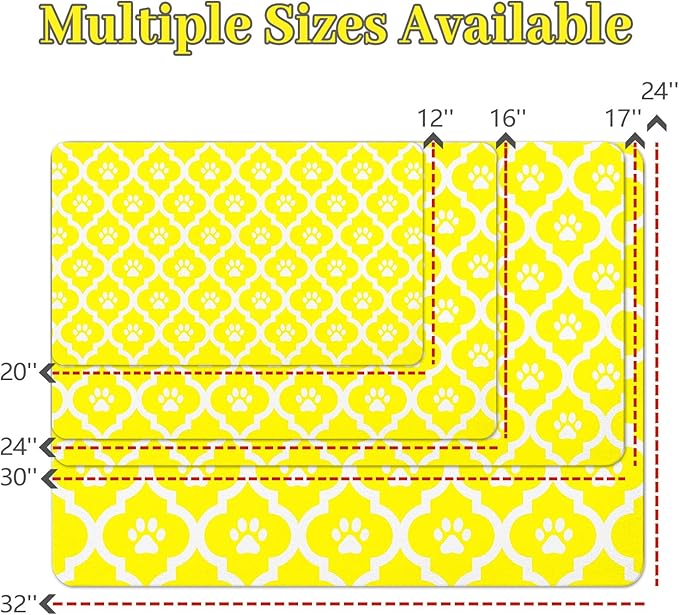 Dog Food Mat 17X30 Inch Pet Feeding Absorbent Mats for Floor Cat Water Bowl Placemats Non-Slip Washable Dog Mat for Food and Water