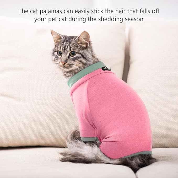 Sticky Cat Clothes Stretchy, Sphynx Hairless Sweater & Pajamas for Cats only, Soft Cat Onesie for Cats After Surgery Female Male & Hair Loss Prevention, Pink XL