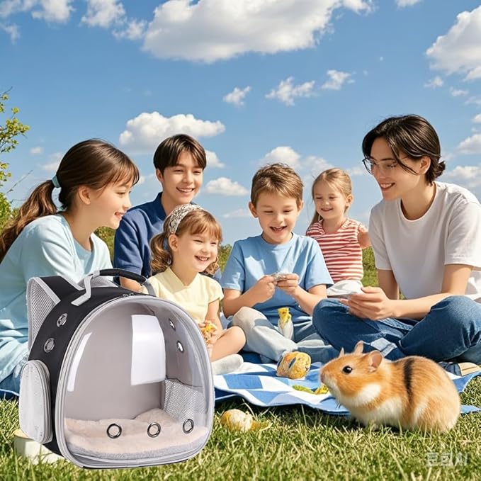 Portable Small Animal Backpack Travel Breathable Pet Carrier Bag Cages for Guinea Pig, Rabbit, Bearded Dragon, Squirrel, Tortoise, Bird, Lizard, Sugar Glider