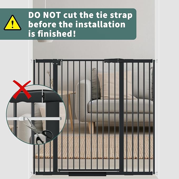 40.55" Tall, 30.11-34.05 Inch Wide, 1.37" Ultra Narrow Spacing Dog Pet Baby Gate Indoor for Doorway Hallway, Pressure Mounted 31 32 33 34 Inches Wide Black