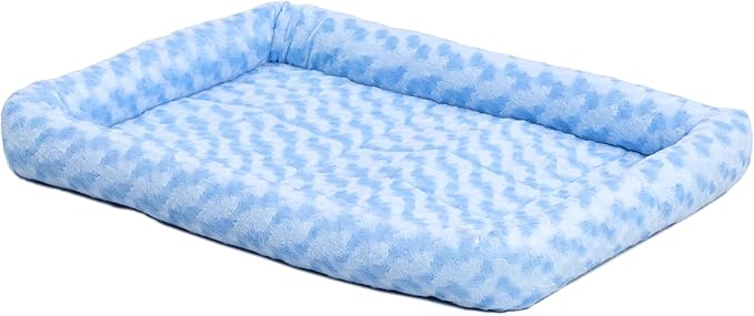 MidWest Homes for Pets QuietTime Fashion XXS Dog Bed – Blue Faux Fur Bolster, Ultra-Soft and Machine Washable, Fits 18-Inch Crates and Carriers, for Small Dogs and Cats