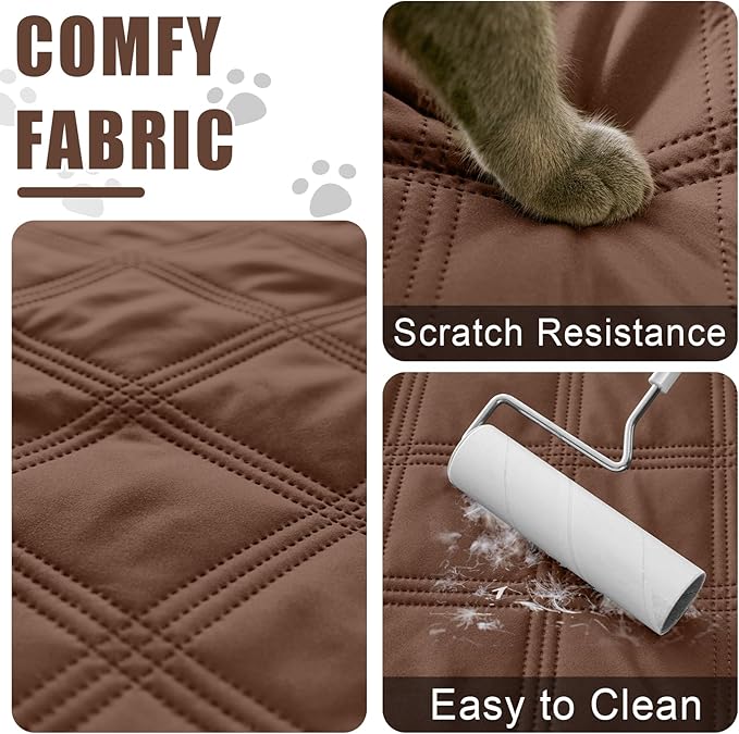 Smiry Waterproof Dog Bed Cover Blanket 68x82, Soft Reversible Pet Blanket, Washable Leakproof Cats Dogs Couch Cover for Sofa, Couch, Furniture, Brown/Brown