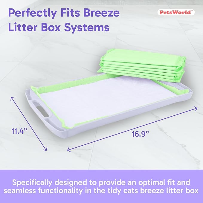 PETSWORLD Multi Cat Pad Refills for Cats Breeze Litter System, Ultra-Absorbent, Quick Dry - (400 Count, Unscented)