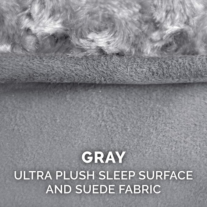 Furhaven Replacement Dog Bed Cover Ultra Plush Faux Fur & Suede Contour Luxe Lounger, Machine Washable - Gray, Giant (XXX-Large)