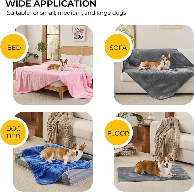 Sunheir Waterproof Dog Blankets for Small Dogs - Puppy Blanket Washable for Couch Protection, Soft Sherpa Fleece Cat Throw Blanket to Prevent Urine Leaks & Protects Furniture, 25"X 35", Grey