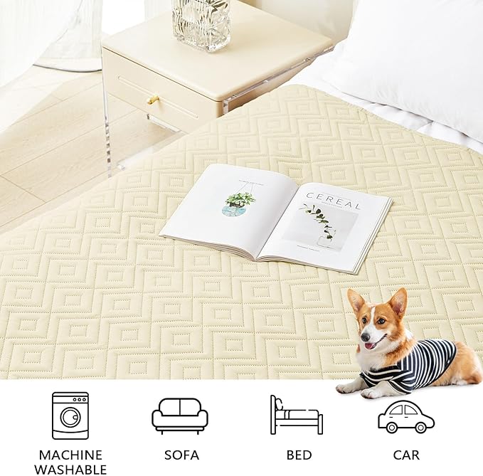 hyha Waterproof Dog Blanket, Soft Dog Bed Cover Pet Blankets, Waterproof Sofa Couch Cover for Dogs Washable, Reversible Pet Couch Covers for Sofa Furniture (68x82 Inch, Beige/Beige)