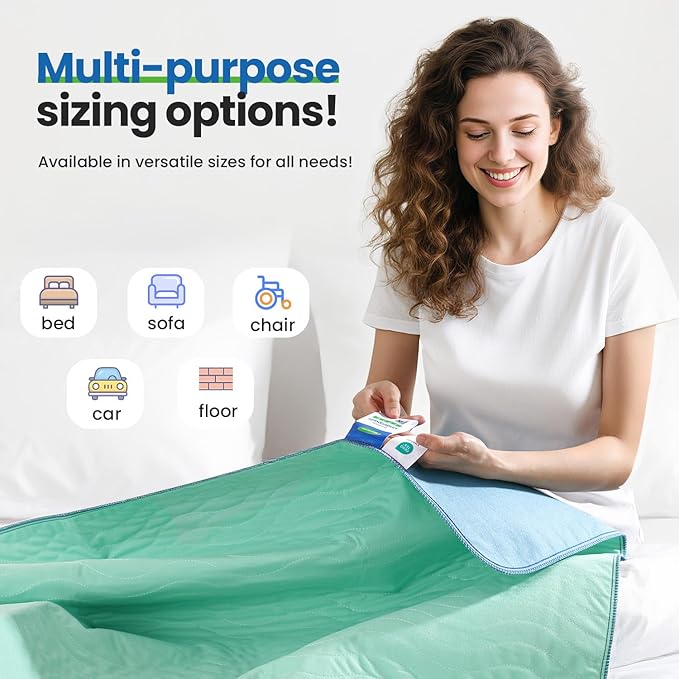 Noovirum® Chuck Pads Washable - 34"x52"(Pack of 4) - Reusable Bed Underpads for Adults - Chux Pads for Incontinence - Heavy Absorbency Waterproof Mattress Protector for Elderly, Bedwetting, Postpartum