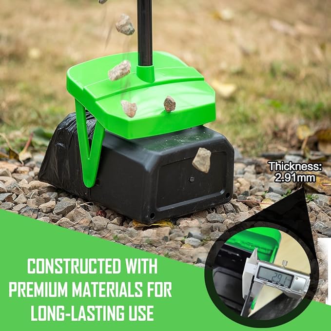 Pooper Scooper Swivel Bin & Rake with 100 Waste Bags, Dog Pooper Scooper with Bag Attachment for Large Medium Small Dogs, Poop Scooper with Lid for Lawn Yard Dog Kennel