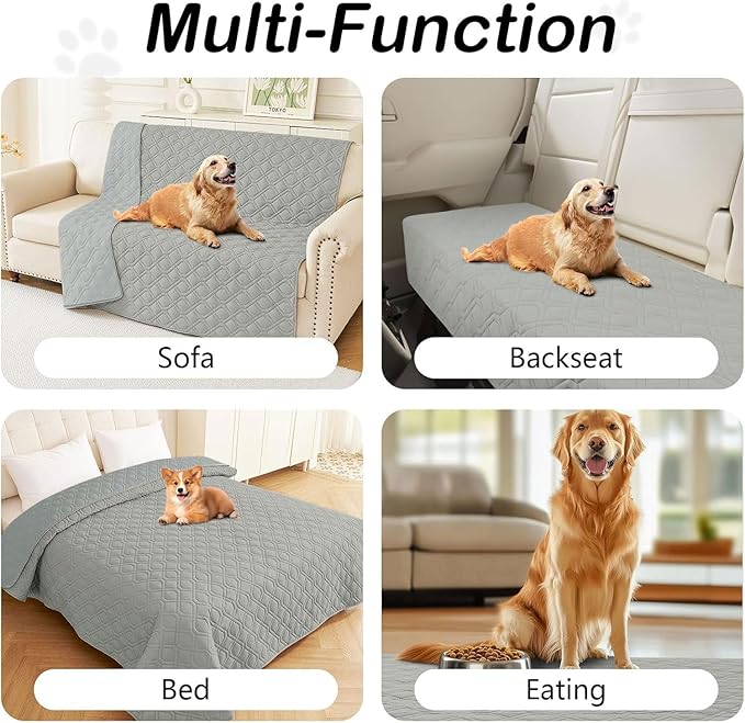hyha Waterproof Dog Bed Blanket, Soft Pet Blankets, Waterproof Couch Cover for Dogs, Reversible Sofa Covers Washable for Furniture (40x80 Inch, Grey/Dark Grey)